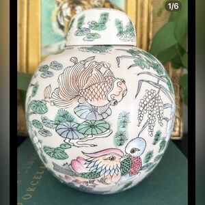 Floral and Fish Ginger Jar
